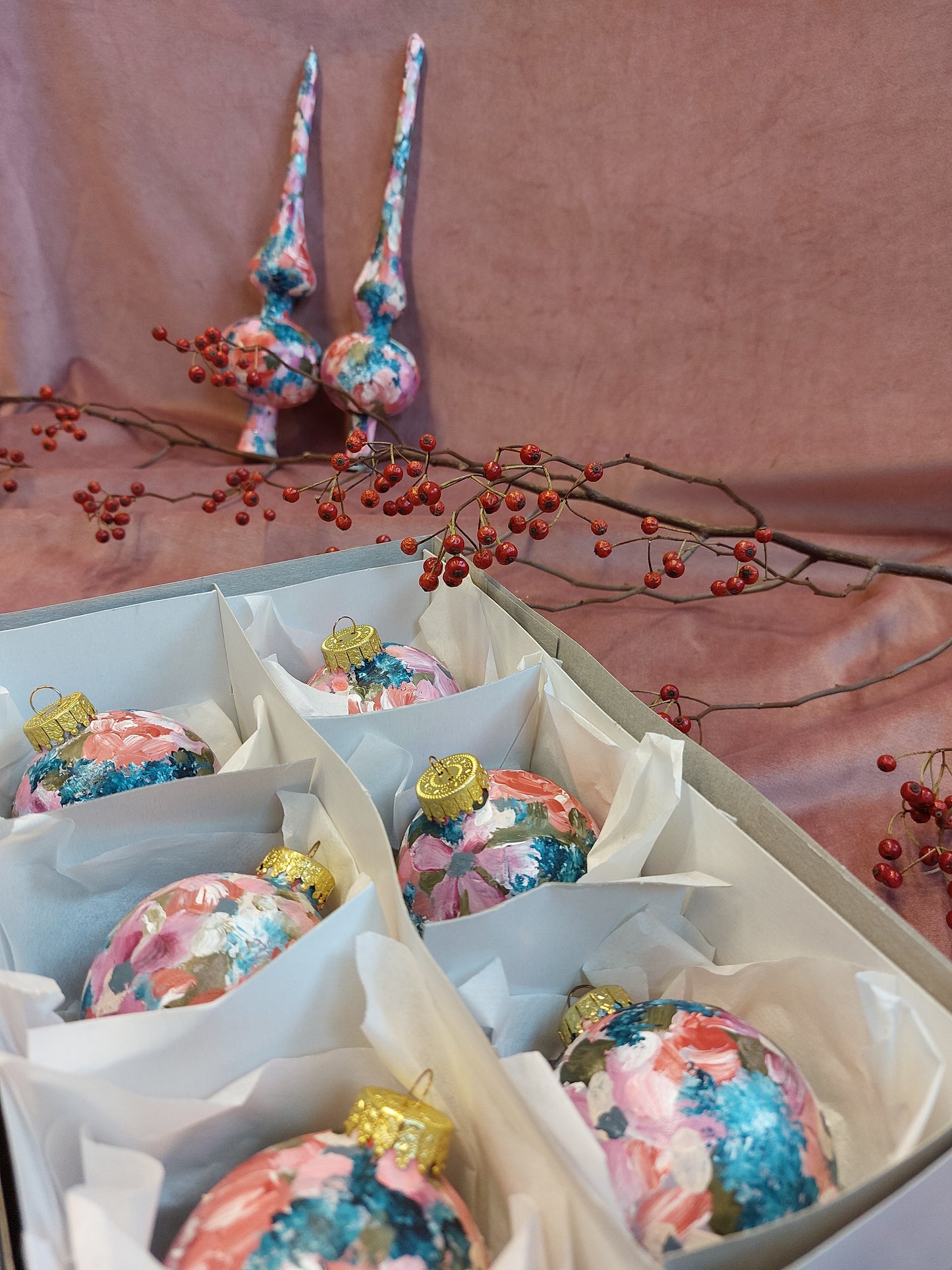 Handpainted christmas baubles