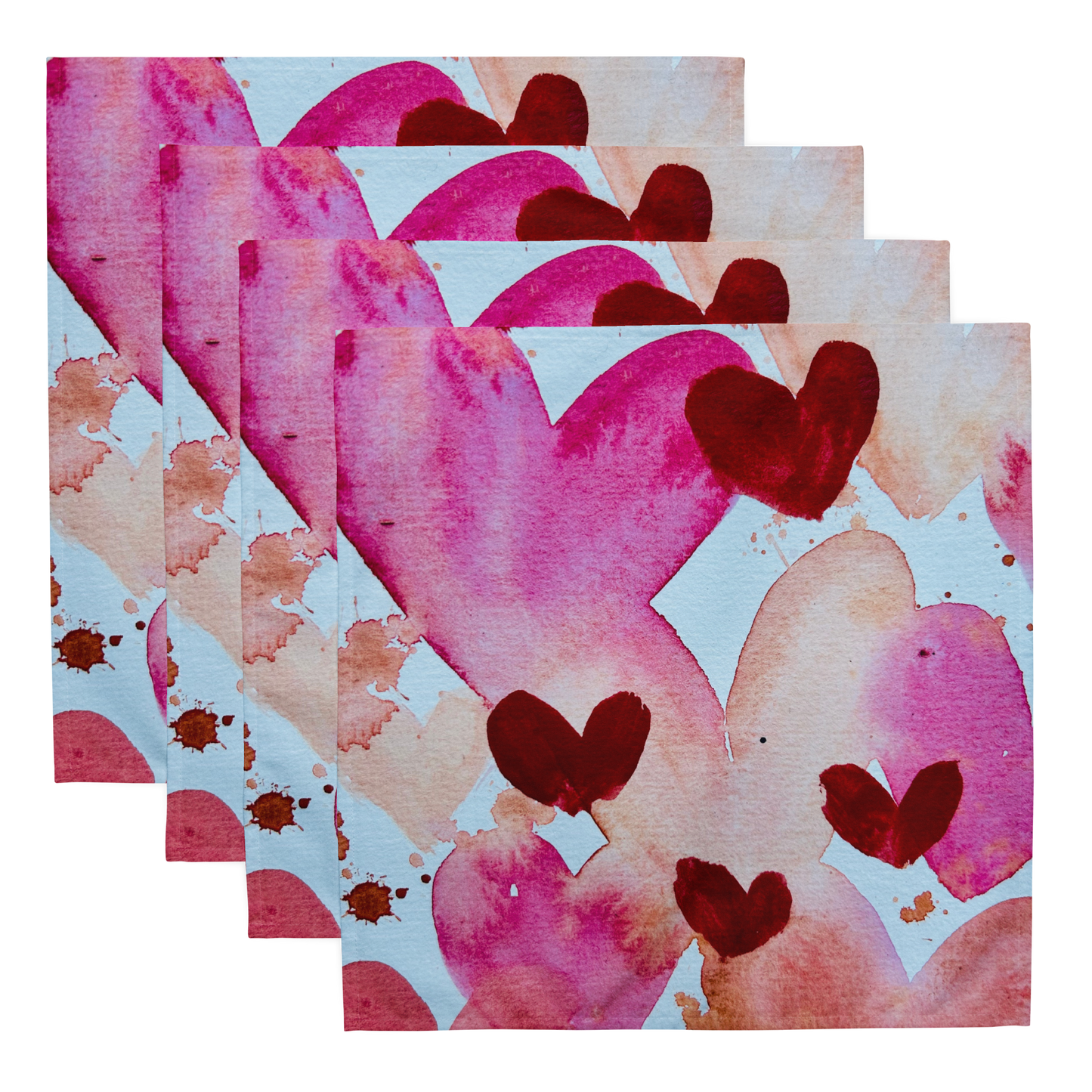Cloth napkin set hearts