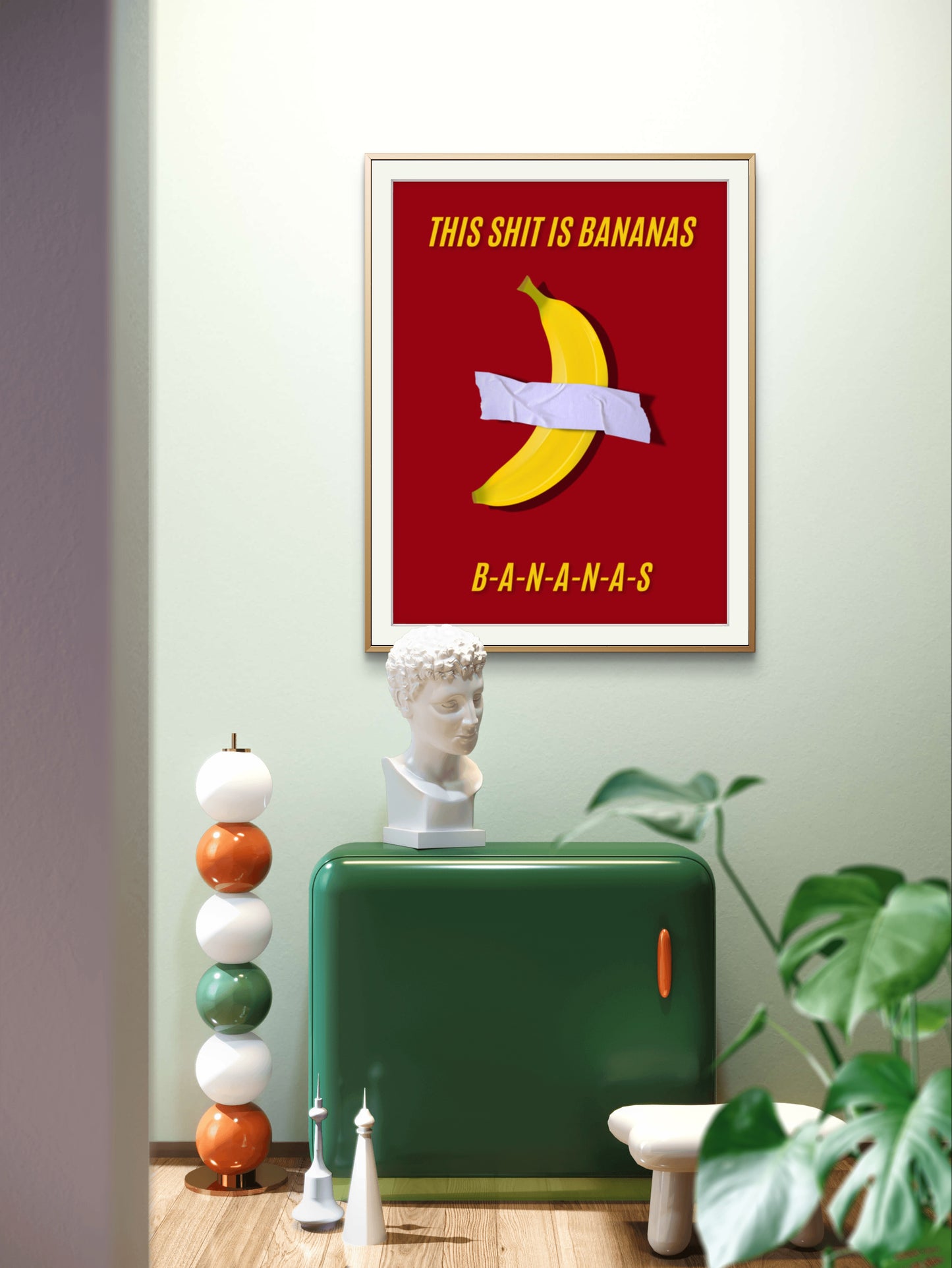 This is bananas burgundy Poster