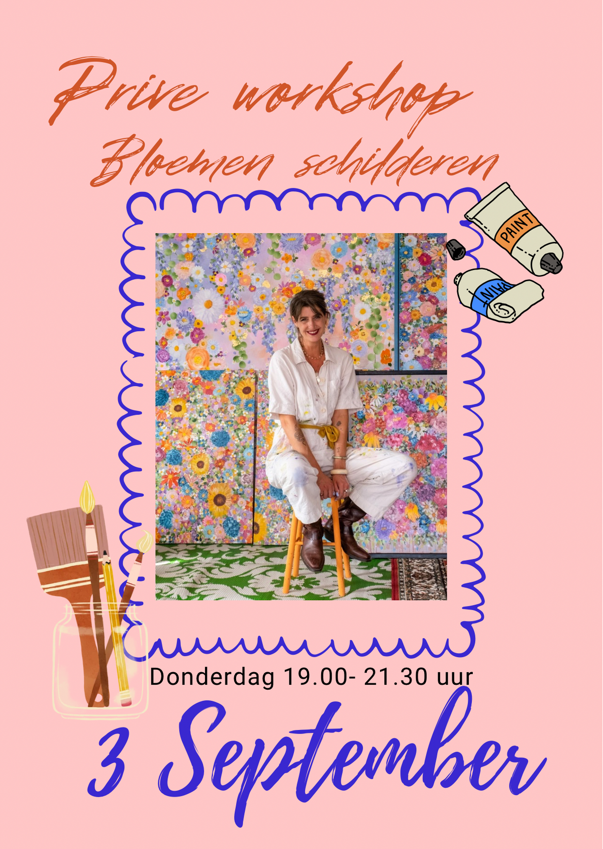 Privé workshop bloemen schilderen 3 september