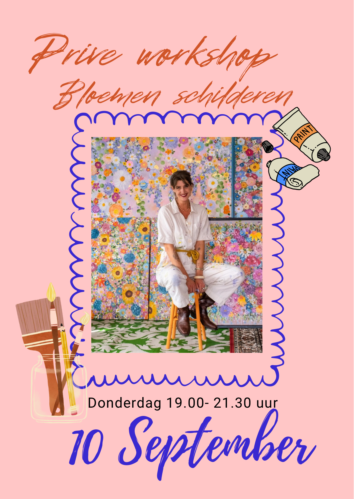 Privé workshop bloemen schilderen 10 september